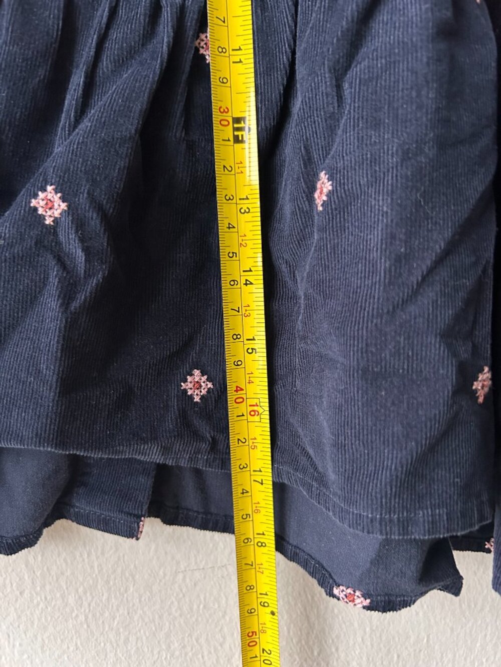 Madewell Embroidered Corduroy Button-Back Peplum Top Navy Floral Puff Sleeve L - Picture 8 of 9